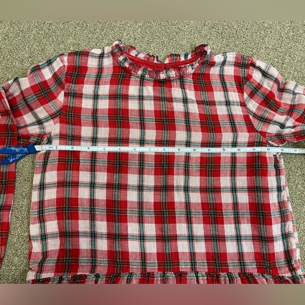 Cat & Jack: Girl’s Red/Green/Gold Plaid Long Sleeve Blouse, Size L (10/12) - Picture 9 of 12